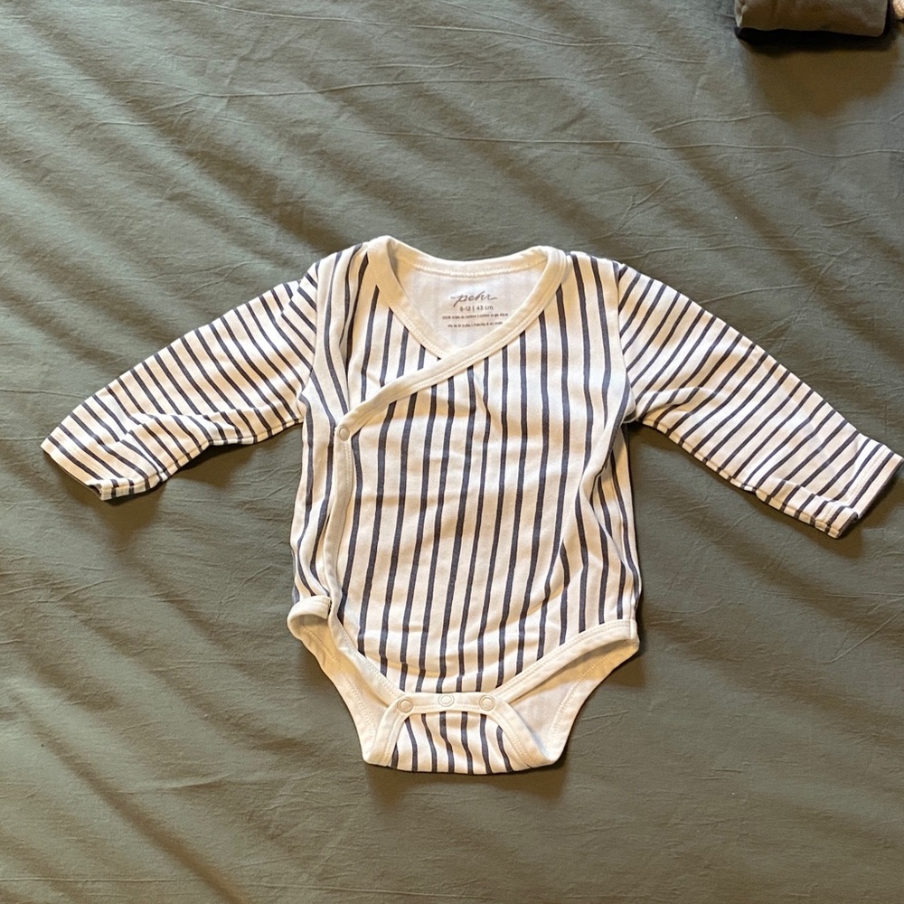 Pehr Navy and White Striped Baby Bodysuit 6-12 Months